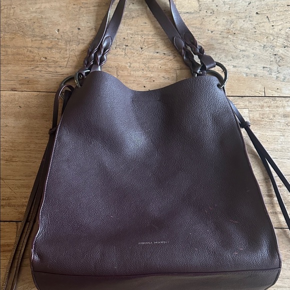 ๐ REBECCA MINKOFF NORTH/SOUTH LEATHER TOTE โ EGGPLANT - Picture 1 of 12